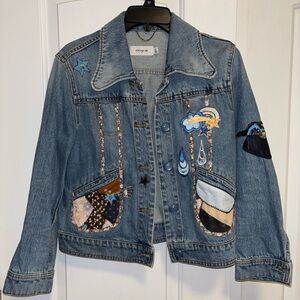 Coach Blue Denim Jacket with Colorful Embroidery